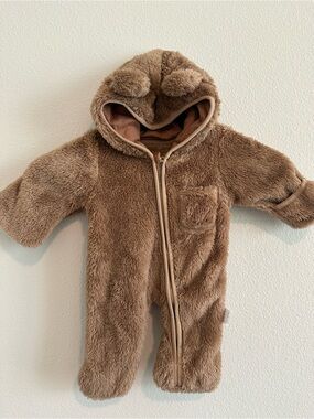 Cozy Brown Teddy Hooded One-Piece for Kids